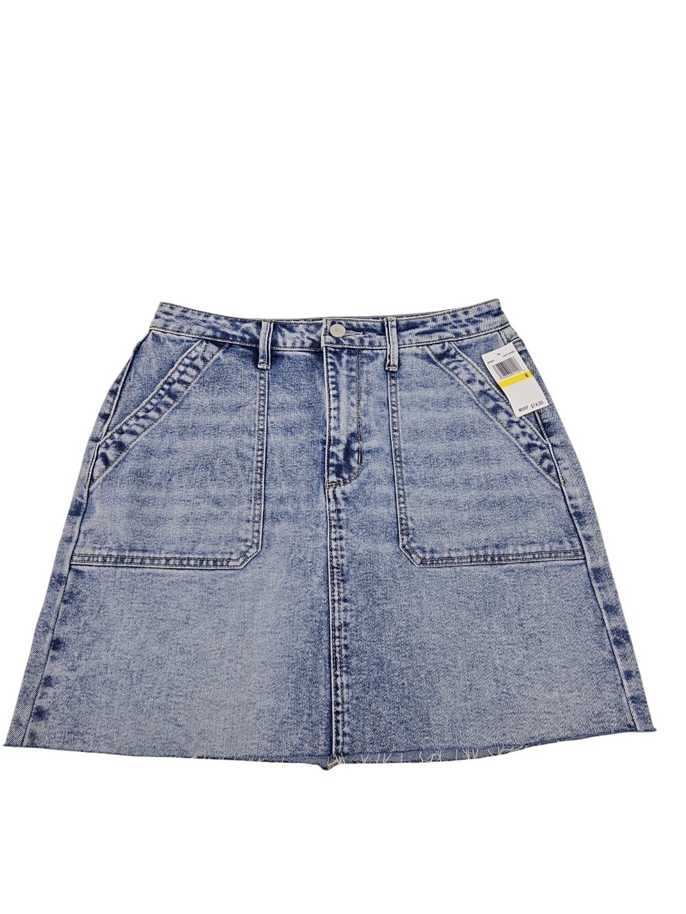 Edited by Remi Bader Mini Skirt Women's  Denim Utility Relaxed Fit Raw Hem NWT